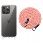 Чехол TPU Transparent with Straps для Apple iPhone 14 Pro (6.1") Красный / Белый