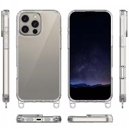 Чехол TPU Transparent with Straps для Apple iPhone 14 Pro (6.1") Красный / Белый