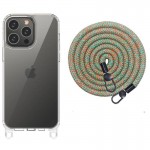 Чехол TPU Transparent with Straps для Apple iPhone 14 Pro Max (6.7") Зеленый / Красный