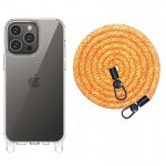 Чехол TPU Transparent with Straps для Apple iPhone 14 Pro Max (6.7") Оранжевый / Белый