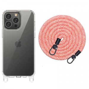 Чохол TPU Transparent with Straps для Apple iPhone 14 Pro Max (6.7") Red / White