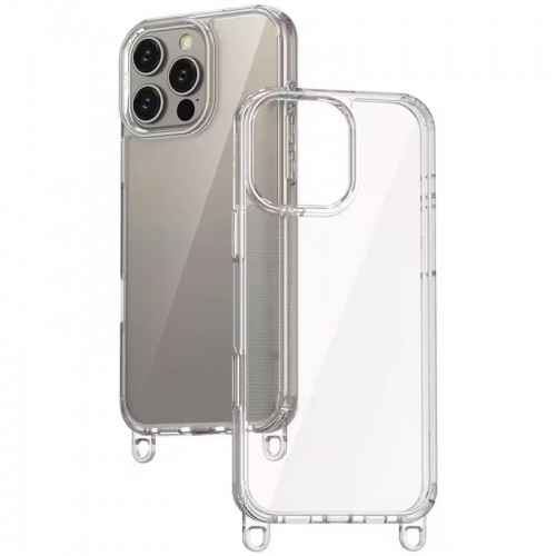 Чехол TPU Transparent with Straps для Apple iPhone 14 Pro Max (6.7") Красный / Белый