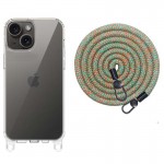 Чохол TPU Transparent with Straps для Apple iPhone 15 (6.1") Green / Red