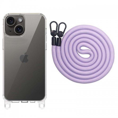 Чохол TPU Transparent with Straps для Apple iPhone 15 (6.1") Light Purple