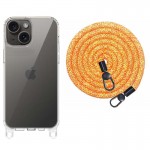 Чехол TPU Transparent with Straps для Apple iPhone 15 (6.1") Оранжевый / Белый