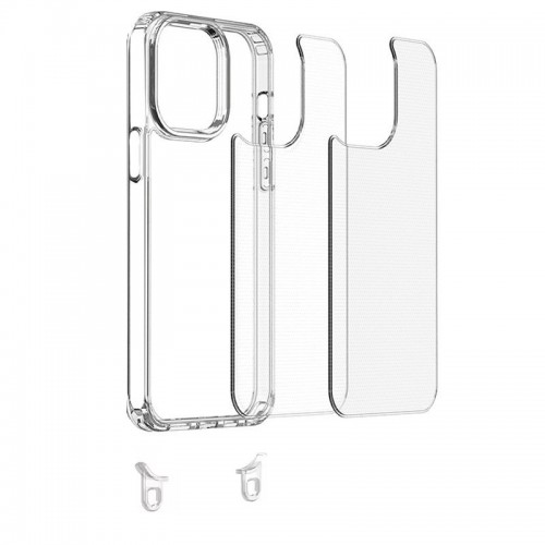 Чохол TPU Transparent with Straps для Apple iPhone 15 (6.1") Orange / White