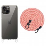 Чехол TPU Transparent with Straps для Apple iPhone 15 (6.1") Красный / Белый