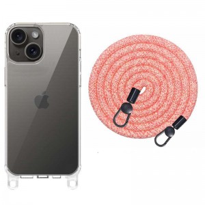 Чохол TPU Transparent with Straps для Apple iPhone 15 (6.1") Red / White