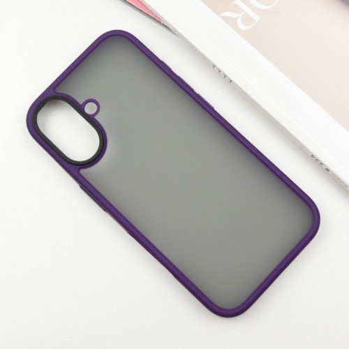 TPU+PC чехол Metal Buttons для Apple iPhone 16 (6.1") Тёмно-фиолетовый