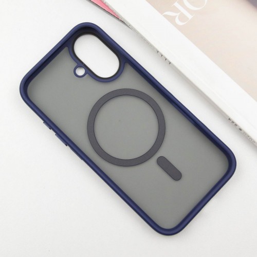 TPU+PC чохол Metal Buttons with MagSafe для Apple iPhone 16 (6.1") Синій