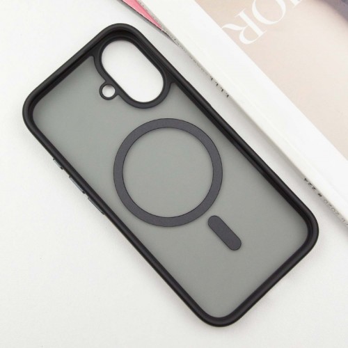 TPU+PC чехол Metal Buttons с MagSafe для Apple iPhone 16 (6.1") Чёрный