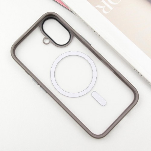 TPU+PC чохол Metal Buttons with MagSafe для Apple iPhone 16 (6.1") Сірий