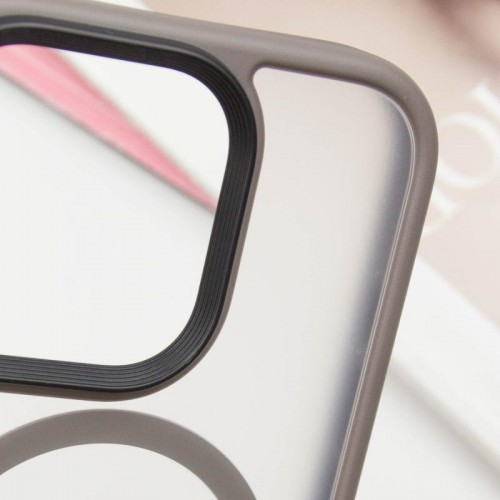 TPU+PC чохол Metal Buttons with MagSafe для Apple iPhone 16 Pro Max (6.9") Сірий