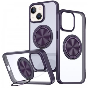 TPU+PC чехол Metal Ring with MagSafe для Apple iPhone 14 / 13 (6.1") Темно-фиолетовый