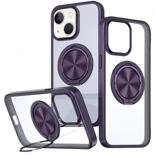 TPU+PC чохол Metal Ring with MagSafe для Apple iPhone 15 (6.1") Темно-фіолетовий