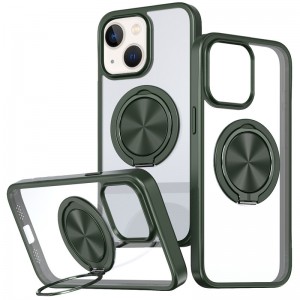 TPU+PC чехол Metal Ring с MagSafe для Apple iPhone 15 (6.1") Зелёный