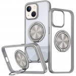 TPU+PC чехол Metal Ring с MagSafe для Apple iPhone 15 (6.1") Серый