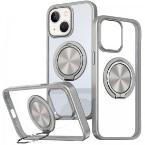 TPU+PC чехол Metal Ring с MagSafe для Apple iPhone 15 (6.1") Серый