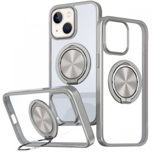 TPU+PC чохол Metal Ring with MagSafe для Apple iPhone 15 (6.1") Сірий