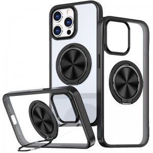 TPU+PC чехол Metal Ring with MagSafe для Apple iPhone 15 Pro Max (6.7") Чёрный