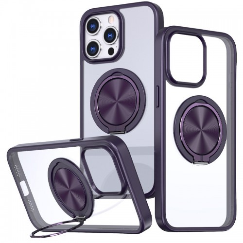 Чехол TPU+PC Metal Ring с MagSafe для Apple iPhone 15 Pro Max (6,7") Тёмно-фиолетовый