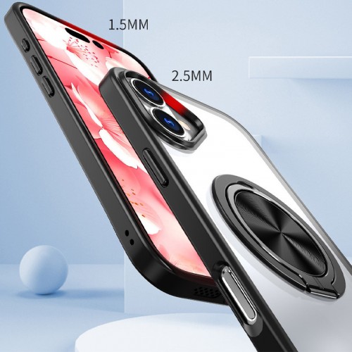 TPU+PC чехол Metal Ring с MagSafe для Apple iPhone 16 (6.1") Черный