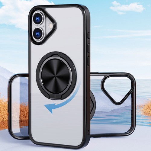 TPU+PC чехол Metal Ring с MagSafe для Apple iPhone 16 (6.1") Черный