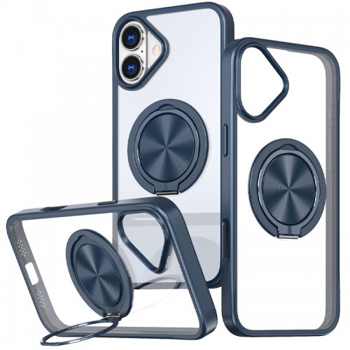 Чехол TPU+PC Metal Ring с MagSafe для Apple iPhone 16 (6.1") Синий