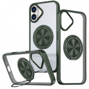 TPU+PC чехол Metal Ring с MagSafe для Apple iPhone 16 (6.1") Зелёный