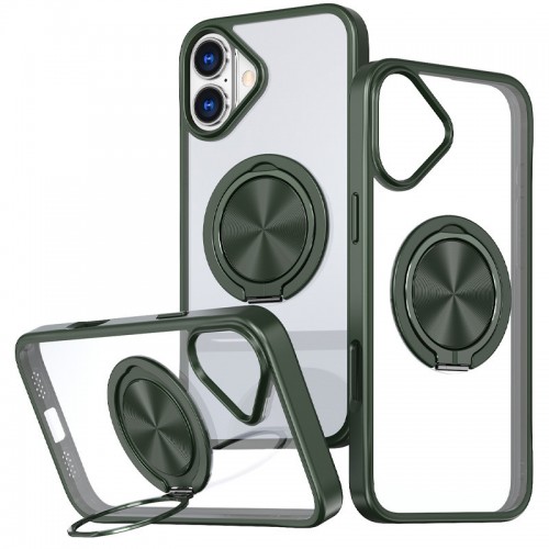TPU+PC чехол Metal Ring с MagSafe для Apple iPhone 16 (6.1") Зелёный