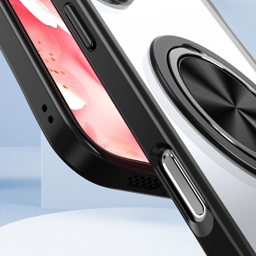 TPU+PC чехол Metal Ring с MagSafe для Apple iPhone 16 Pro (6.3") Черный