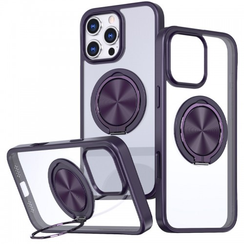TPU+PC чехол Metal Ring с MagSafe для Apple iPhone 16 Pro (6.3") Тёмно-фиолетовый