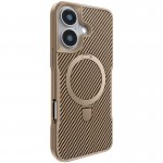 TPU+PC чехол Metal Buttons with MagSafe Carbon Ring для Apple iPhone 16 (6.1") Золотой