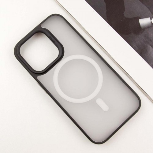 TPU+PC чохол Blueo Skin Friendly Frosted with MagSafe для Apple iPhone 16 Pro Max (6.9") Чорний / Белое кольцо