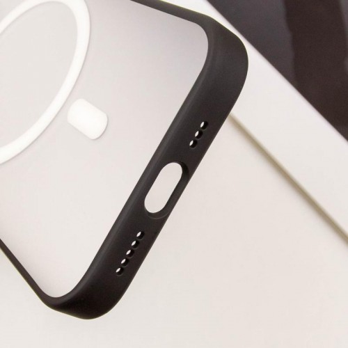 TPU+PC чохол Blueo Skin Friendly Frosted with MagSafe для Apple iPhone 16 Pro Max (6.9") Чорний / Белое кольцо