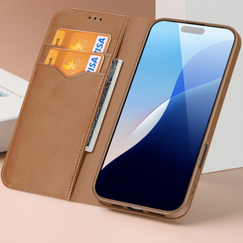 Чехол-книжка Dux Ducis Hivo для Apple iPhone 16 (6.1") Коричневый