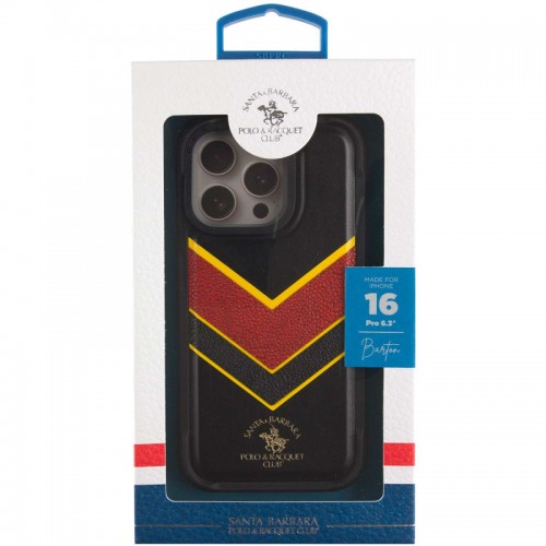 Шкіряний чохол Polo Santa Barbara Barton для Apple iPhone 16 Pro (6.3") Black / Yellow