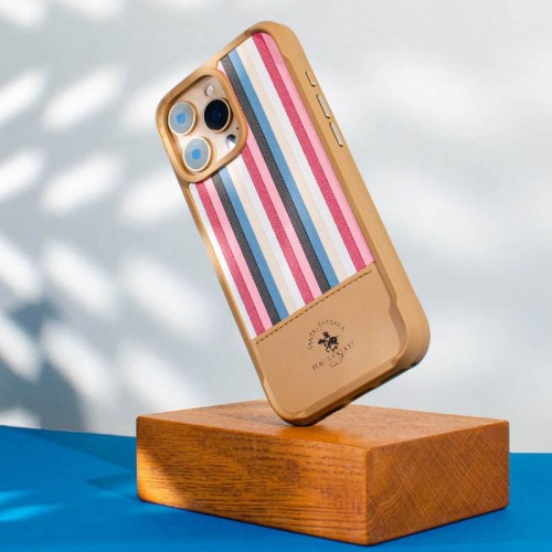 Шкіряний чохол Polo Santa Barbara Isaac для Apple iPhone 16 Pro (6.3") Champagne gold