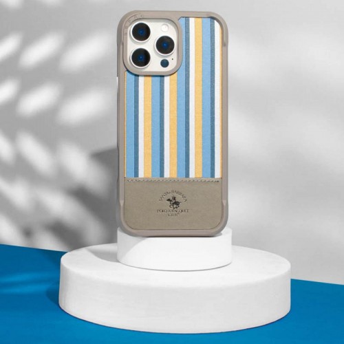 Шкіряний чохол Polo Santa Barbara Isaac для Apple iPhone 16 Pro (6.3") Titanium grey