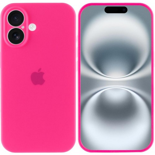 Чехол Silicone Case Full Camera Protective (AA) для Apple iPhone 16 (6.1") Розовый / Barbie pink