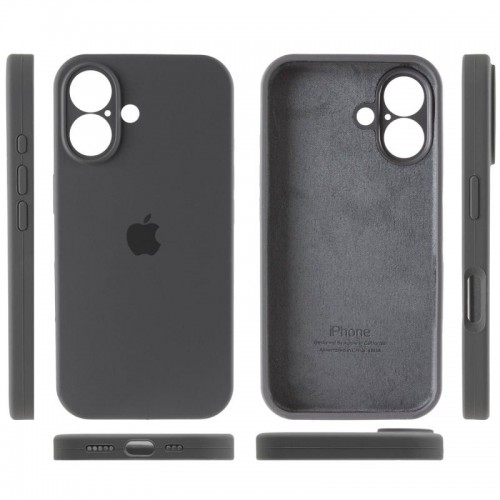 Чехол Silicone Case Full Camera Protective (AA) для Apple iPhone 16 (6.1") Серый / Dark Gray
