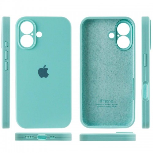 Чохол Silicone Case Full Camera Protective (AA) для Apple iPhone 16 (6.1") Бірюзовий / Marine Green