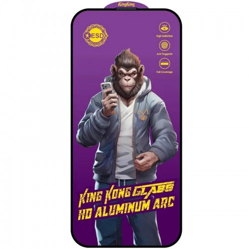 Захисне скло 5D Anti-static Purple (тех.пак) для Apple iPhone 14 Pro Max (6.7") Чорний