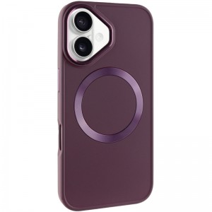 TPU чохол Bonbon Metal Style with MagSafe для Apple iPhone 16 (6.1") Бордовий / Plum
