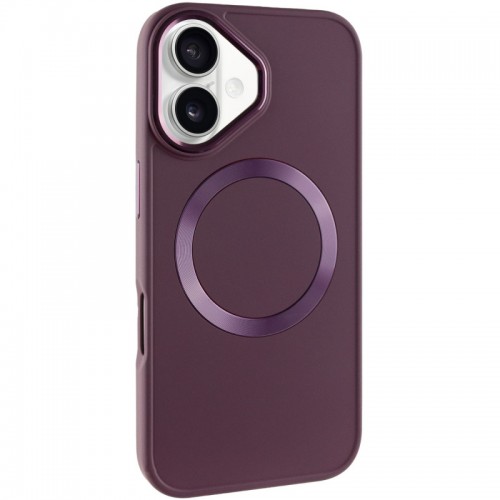 TPU чохол Bonbon Metal Style with MagSafe для Apple iPhone 16 (6.1") Бордовий / Plum
