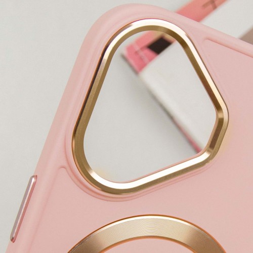 TPU чохол Bonbon Metal Style with MagSafe для Apple iPhone 16 (6.1") Рожевий / Light Pink