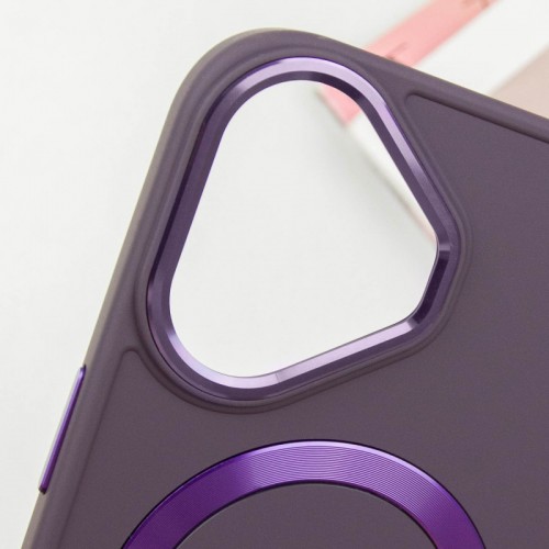 TPU чохол Bonbon Metal Style with MagSafe для Apple iPhone 16 (6.1") Фіолетовий / Dark Purple
