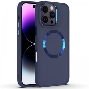 TPU чехол Bonbon Metal Style with MagSafe для Apple iPhone 16 Pro (6.3") Синий / Cosmos Blue