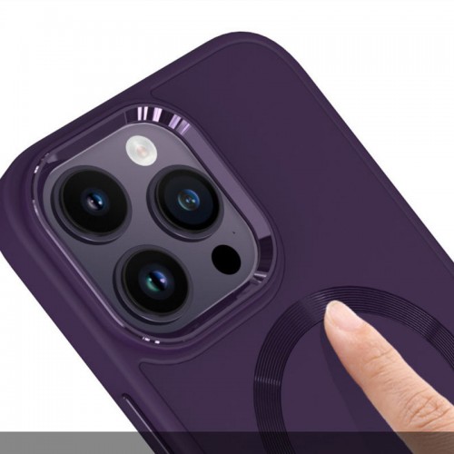 TPU чехол Bonbon Metal Style with MagSafe для Apple iPhone 16 Pro (6.3") Фиолетовый / Dark Purple