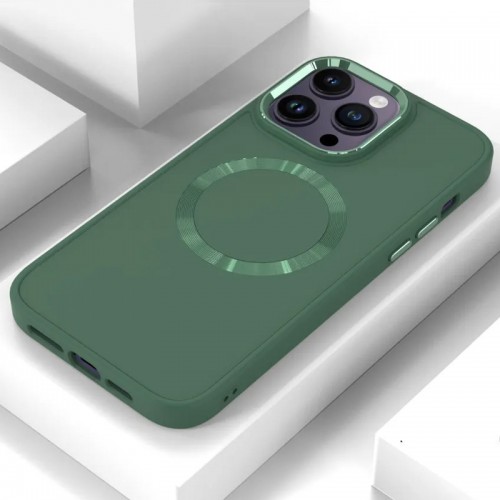 TPU чохол Bonbon Metal Style with MagSafe для Apple iPhone 16 Pro Max (6.9") Зелений / Pine green